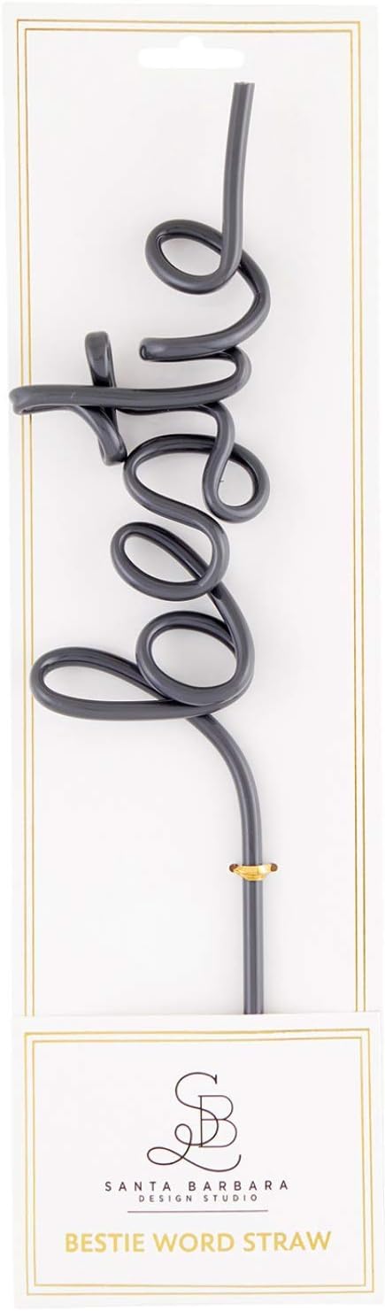 Reusable Drinking Straw, BPA Free Plastic Shaped Word Party Supplies Drink Celebration Decoration, 11 Inches (Bestie)