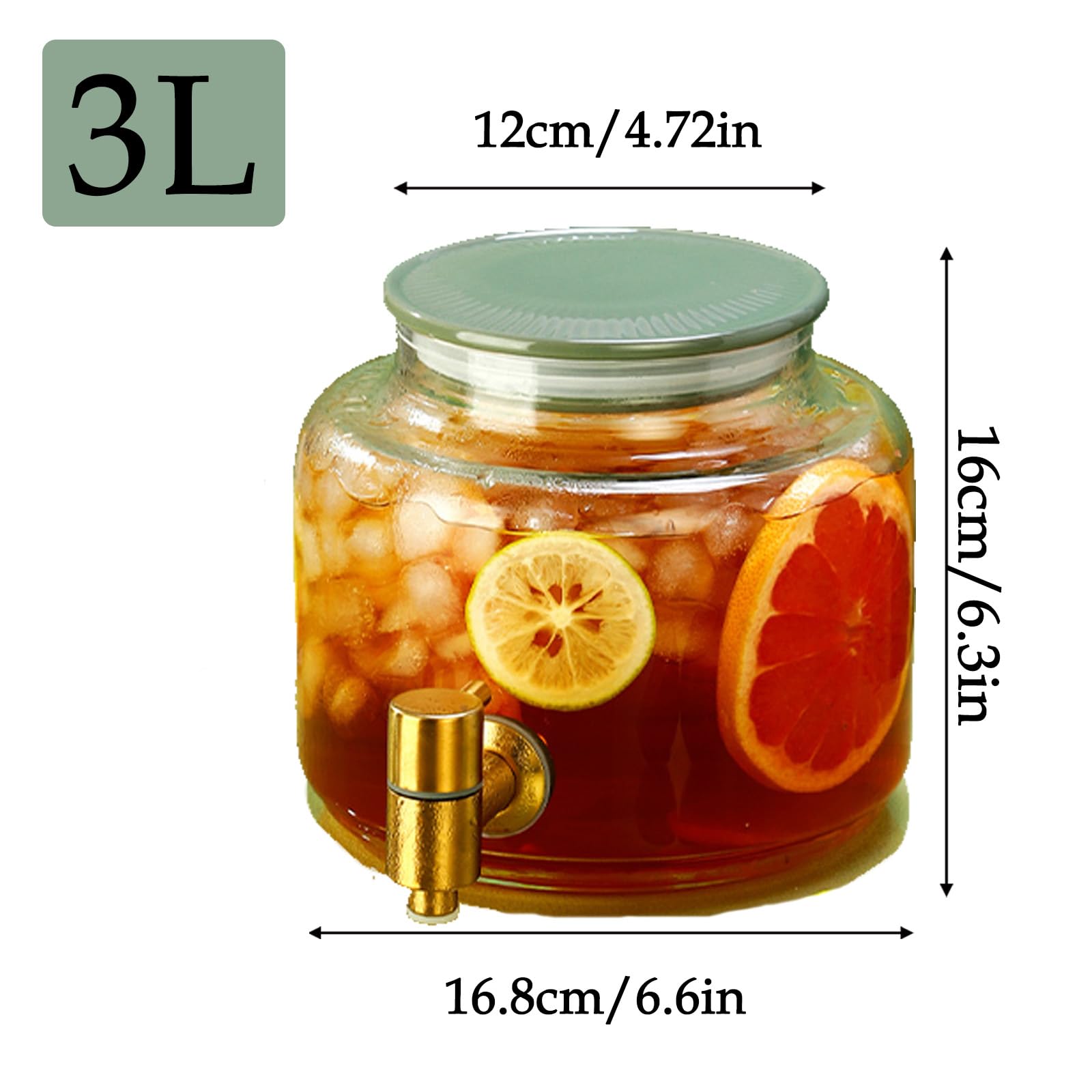 Dispenser per Bevande con Rubinetto,Dispenser per Bevande in Vetro,Dispenser per Succhi di Botte di Birra,Caraffa per Bevande Calde E Fredde con Supporto,B Faucet,Without Bracket