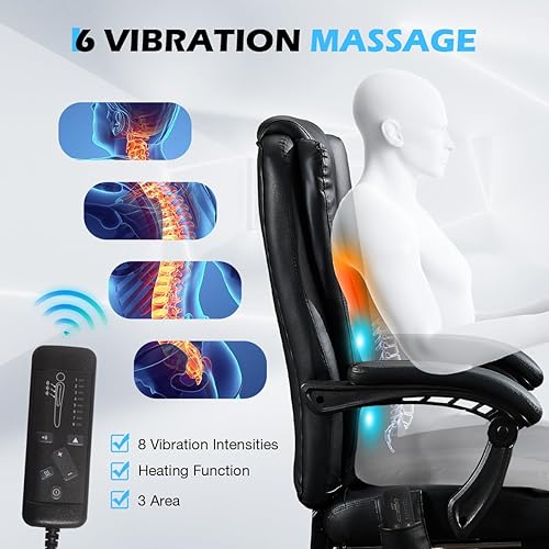 Miniatura 3 de Massage Office Chair with Foot Rest,6 Points Vibration and Heat Ergonomic Executive Desk Chair for Heavy People,500lbs Big and Tall Office Chairs