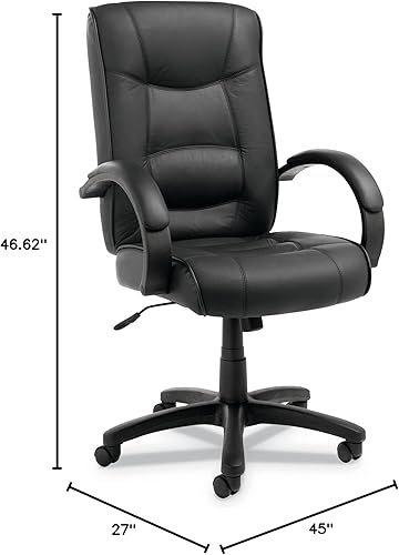 Miniatura 3 de Alera ALESR41LS10B Silla de cuero de grano superior giratoriainclinable de la serie Strada de 17.91 in - 21.85 in, soporta hasta 275 libras, color