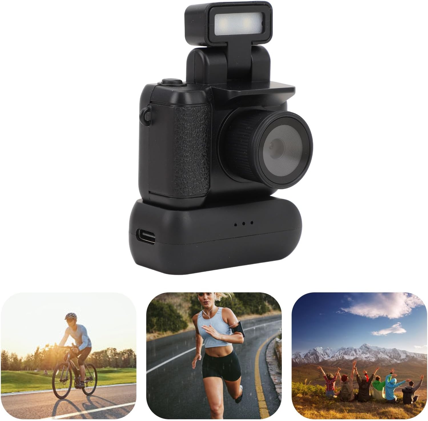 1080P HD Small DV Camera, 1.44 Inch Color Screen Mini Video Recorder with Flip Flashlight, Support OTG, Thumb Camera DVR Camcorder for Video Recording (Black)