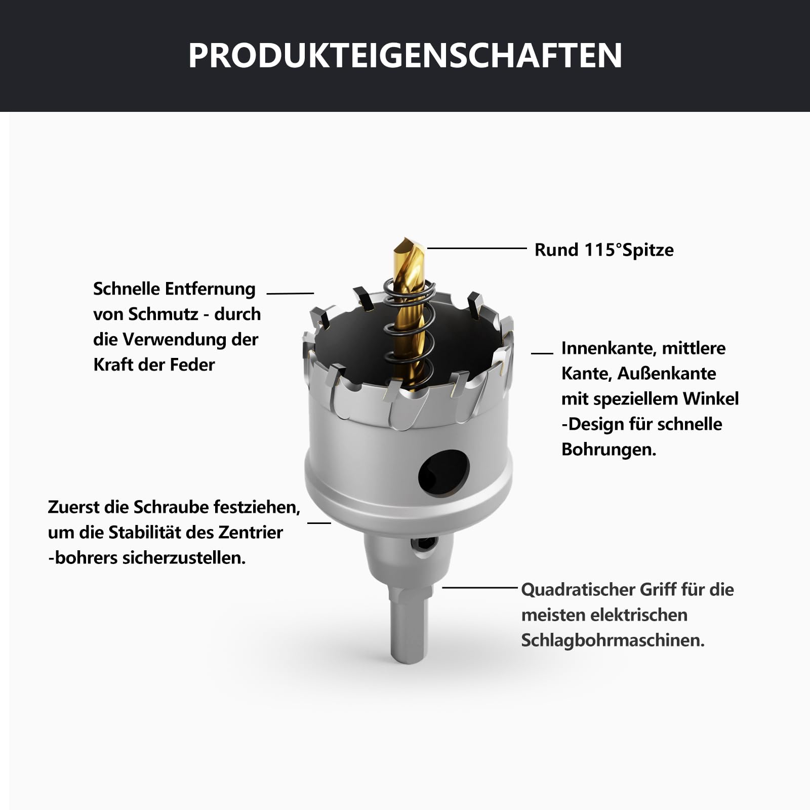 CSOOM Upgrade Hochleistungs-Hartmetall-Lochsäge 14 stück,TCT Lochschneider, mit 2 * Extra Titan-beschichtete Pilot-Center-Bohrer und 2 * L-Schlüssel.Edelstahl und Metallgitter sind die ideale Wahl