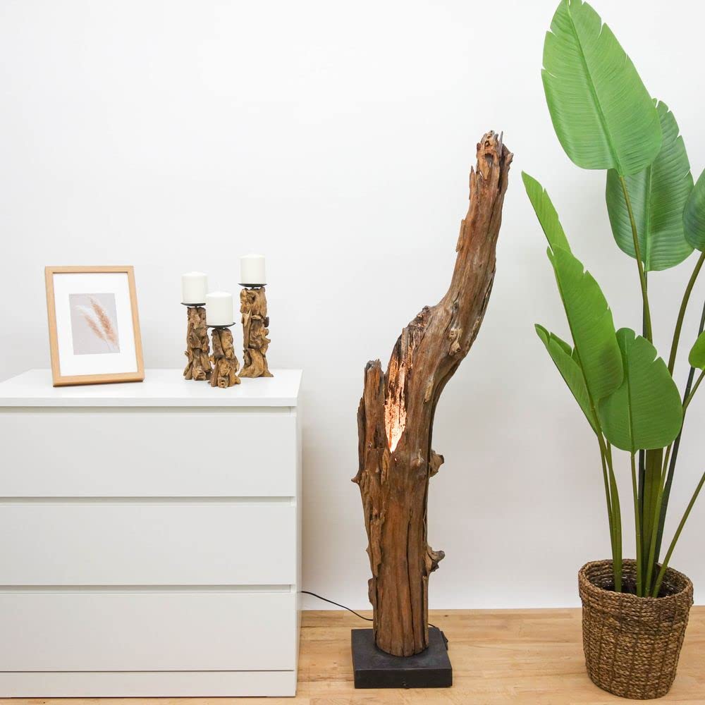 AquaOne Kerzenständer 3er Set I Treibholz Natur Stumpenkerzen Ständer Größe M L XL I Naturholz Rustikal I Holz Möbel Deko I Handarbeit Unikat Wurzel Braun