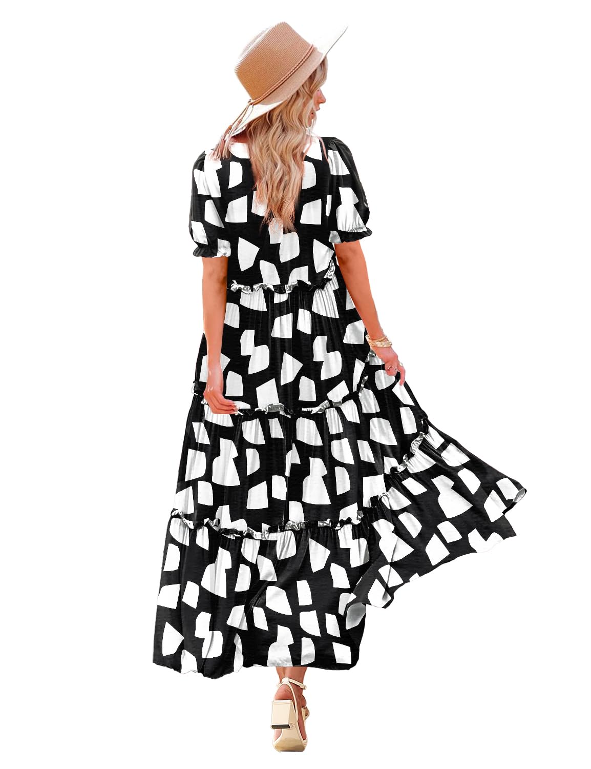 YESNO Sommerkleid für Damen, lässig, kurzärmelig, Blumenmust