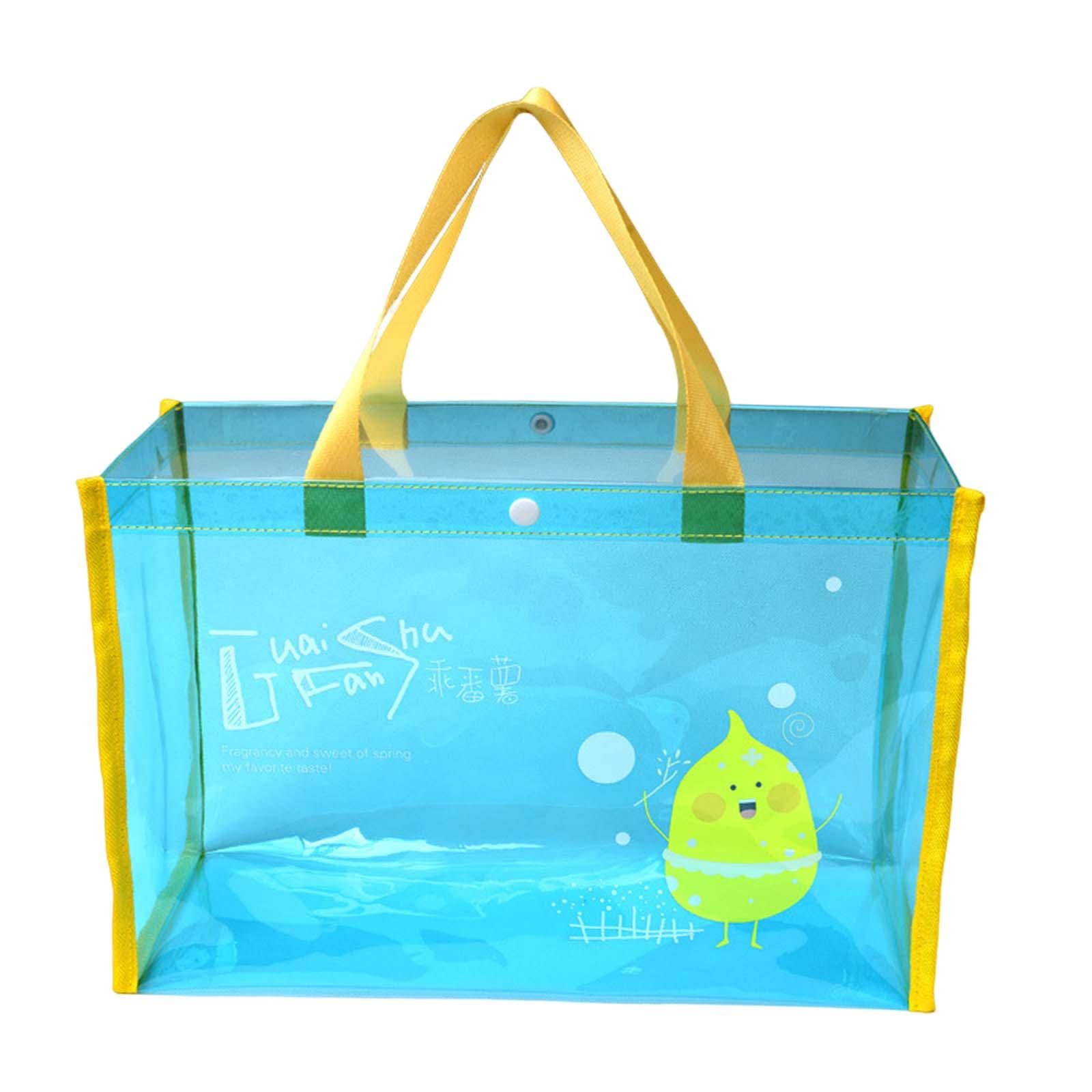 Clear Waterproof Bag Compact Beach Tote Bag for Sports Swimming Vacation Blue-image-23
