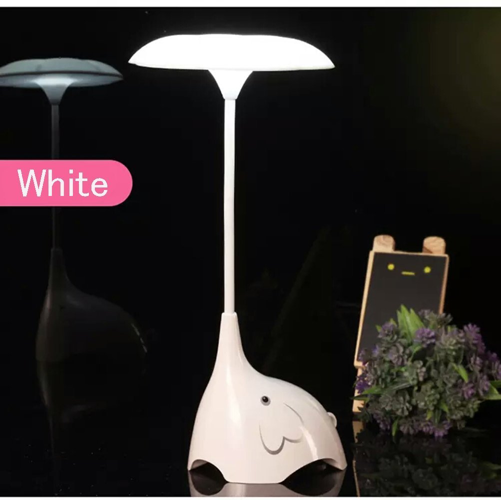 Night Light, SmartDer LED Desk Lamp, Bedside Lamp for Kids with USB Charging Port, Cute Elephant Shape, Touch Sensitive Control, 3 Brightness Levels (Grey)