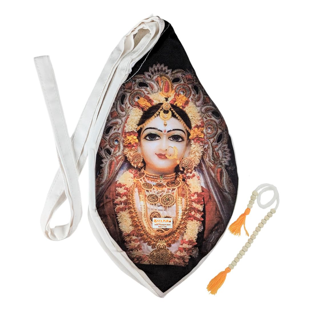 MAYAPURI Multicolor Radha Rani Printed Pure Cotton Gomukhi Japa Mala Bag, Beads Bag or Chanting Bag with Zip Pocket and Sakshi Mala Counter, Pack of 1-image-25