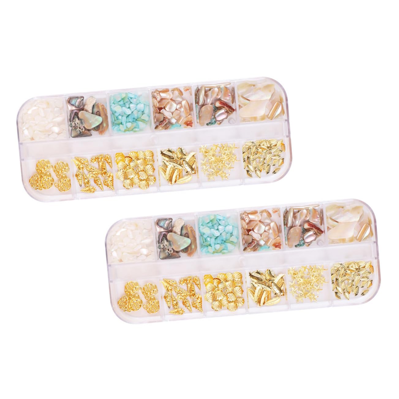 DEARMAMY 2 Cajas Kit de Decoración de Uñas Diy con Compartimentos Accesorios de Manicura con y Aleación para Únicos Casa