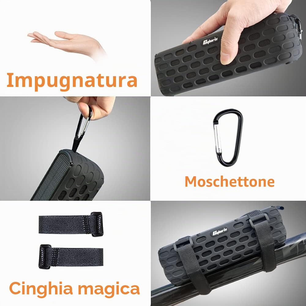 Altoparlante Bluetooth Solare, 30 Ore di Riproduzione CYBORIS Upgrade 2a generazione Altoparlante portatile HiFi Bluetooth 4.0 stereo alimentato a energia solare agli urti e impermeabile (nero)