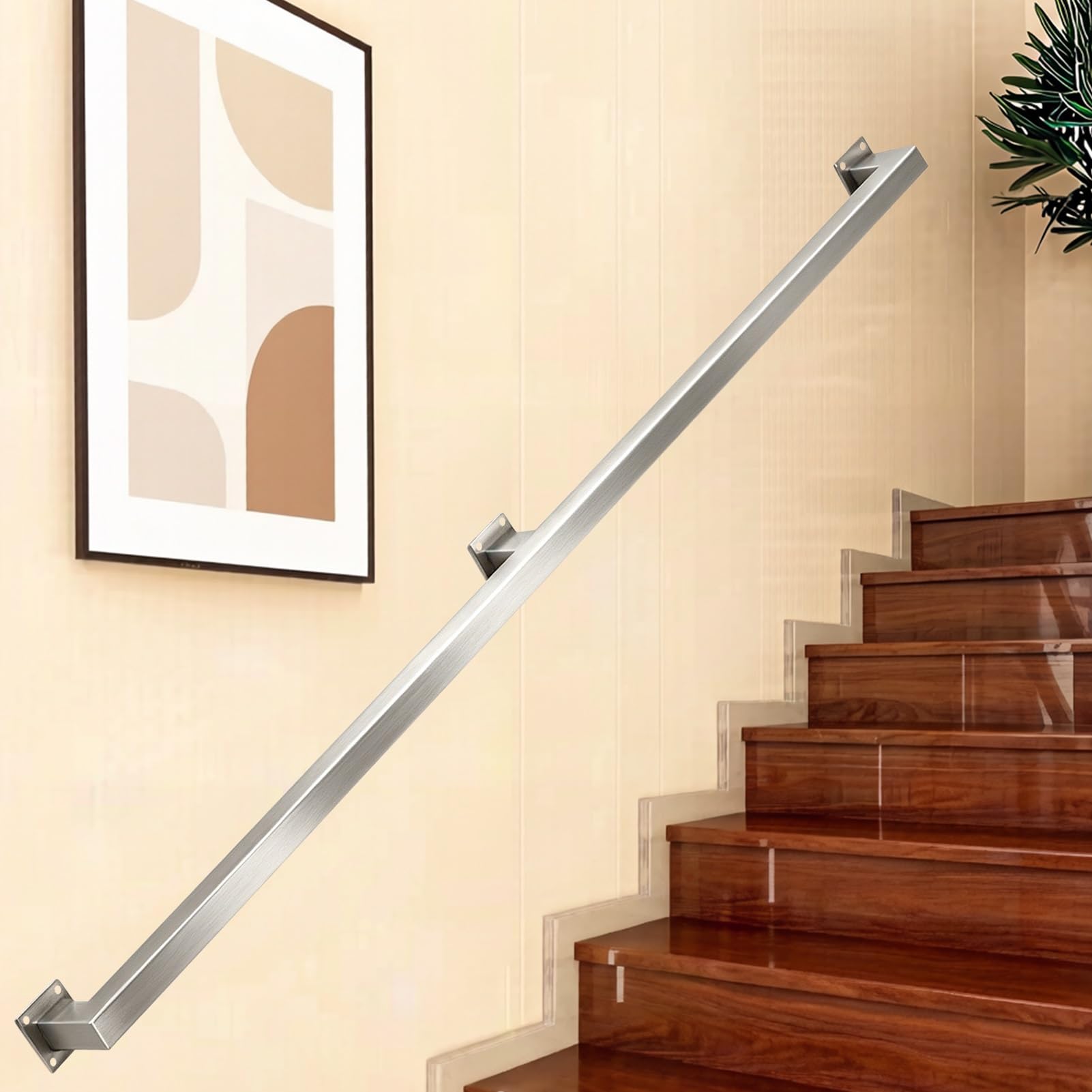 Stainless Steel Stairway Railing, Non-Slip Guardrails Banister Rail for Walls Staircase Handrail for Pregnant Women Elderly and Disabled Balance Assistance(18ft/540cm)