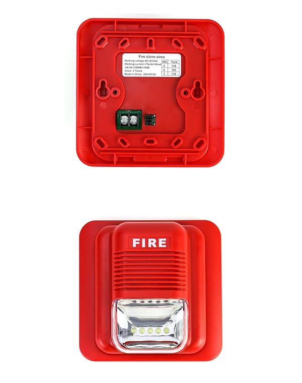 QWORK Fire Alarm, 2 Pack 12 / 24V DC Wired Sound and Light Fire Alarm Warning Strobe Siren Horn, Sound Alarm Security System Sensor, WD8912 by QWORK - Image 3