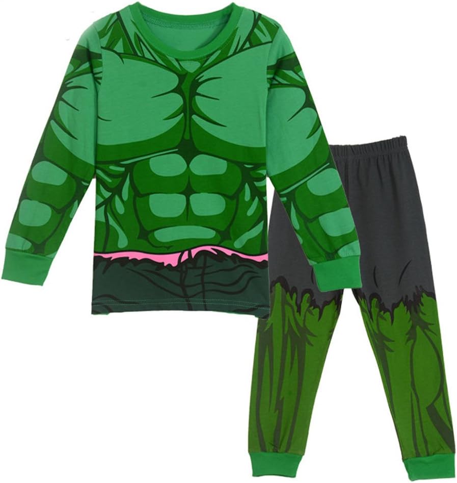 LEMONBABY Little Kids Boys Superhero Hulk Pajamas Sets Cotton Sleepwear Long Sleeves