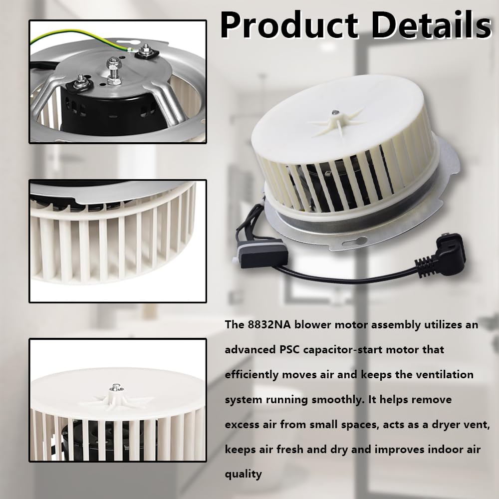 DWX Global 8832N 8832NA Bathroom Fan Motor Compatible Fan Motor