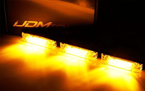 Miniatura 8 de iJDMTOY Kit de luces LED ámbar de lente ahumada compatible con Chevy Silverado 2500 3500 de 15 en adelante, juego central de 3 lámparas de marcador