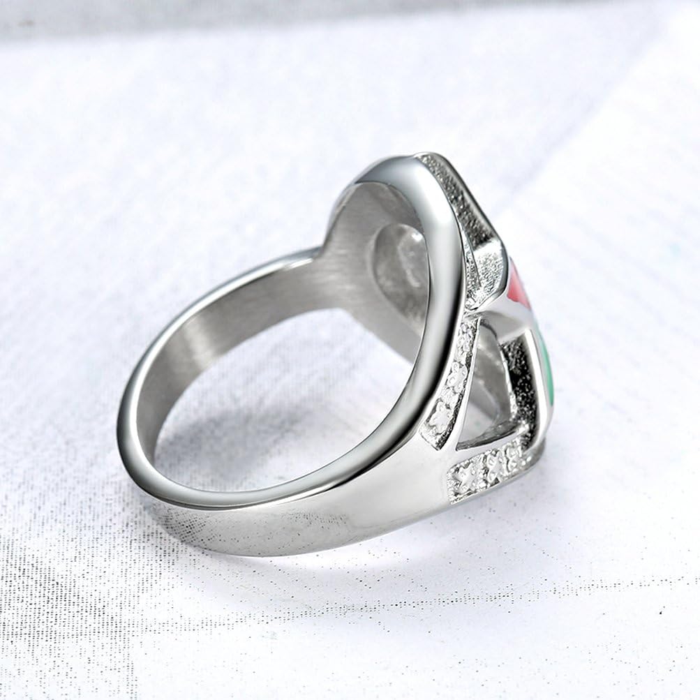 Order of The Eastern Star Ring - Silver Stainless Steel Color Looped Band with OES Symbol. Masonic Rings/OES Jewelry Size (8)