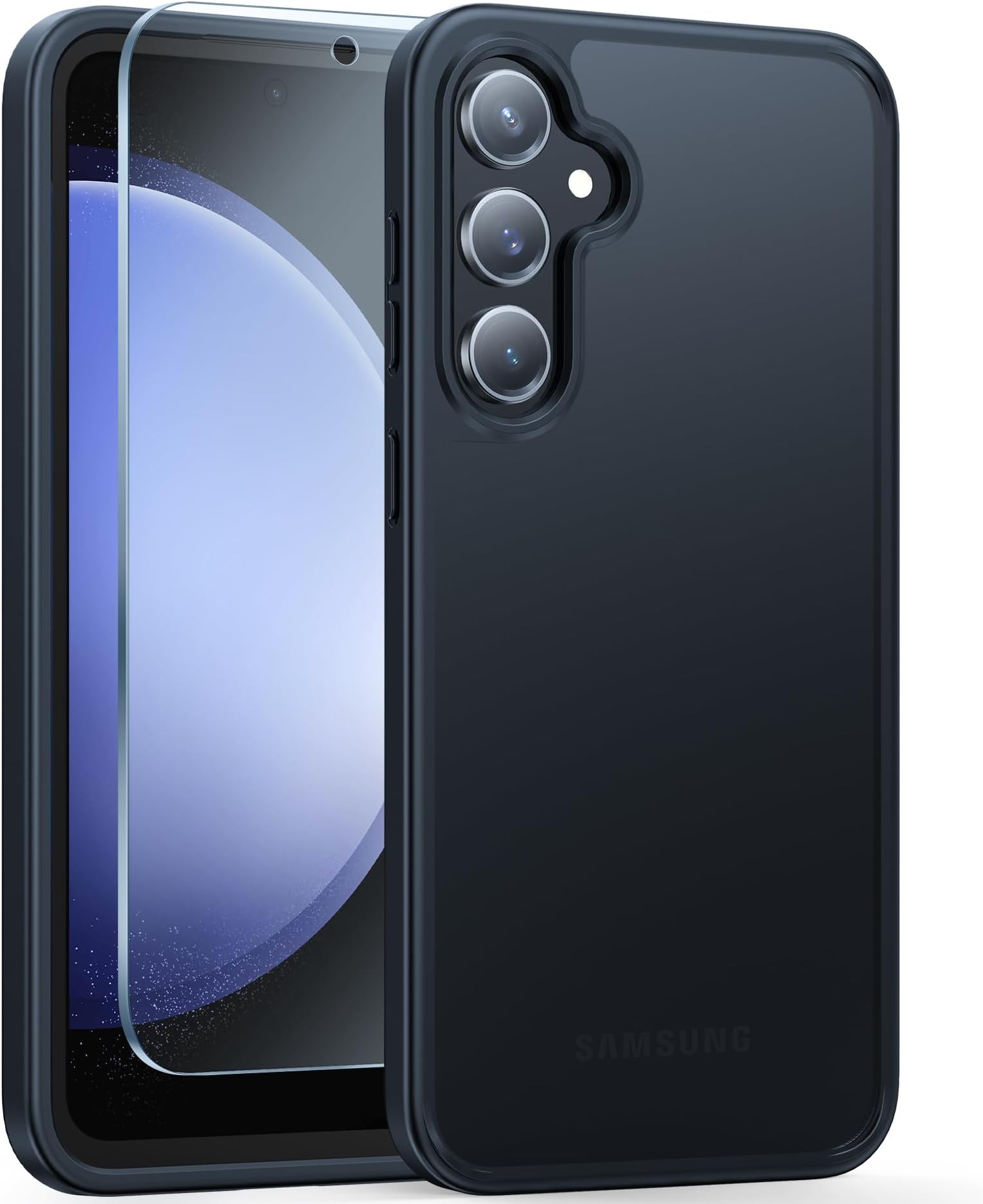 FNTCASE for Samsung Galaxy S23-FE Case: Dual Layer Protective Heavy Duty Cell Phone Cover Rugged Full Body Drop Protection Military Grade Shockproof Phone Case (Matt-Black)