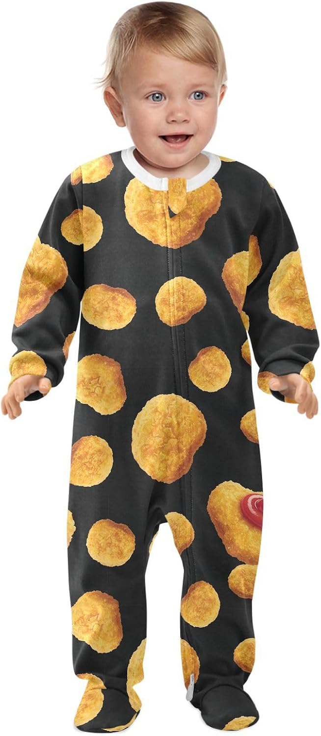 Baby One-Piece Footies Long Sleeve Rompers Zipper, Baby Bodysuit Cotton Clothes for Boys Girls 0-24 Month