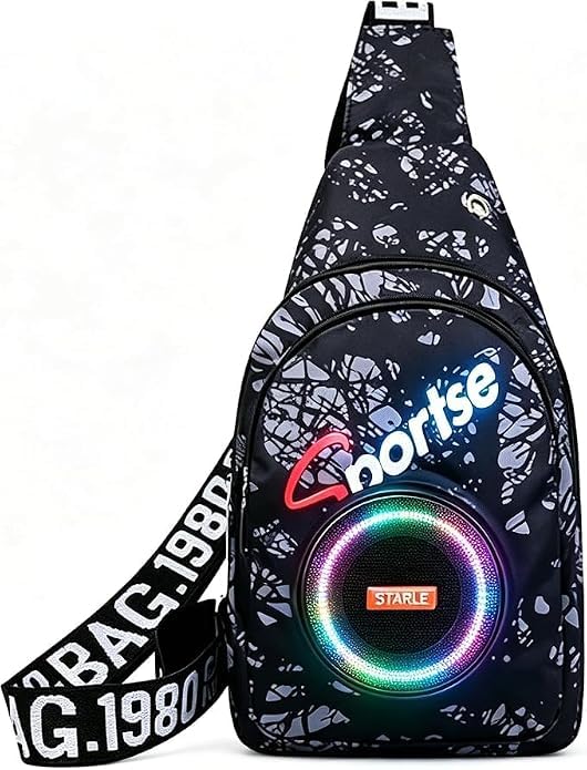 Bluetooth Speaker Crossbody Bag Bluetooth Speaker Sling Bag Crossbody Chest Bag with Built In Speaker USB Charging Port Water Resistant Travel Daypack for Men Women-image-33