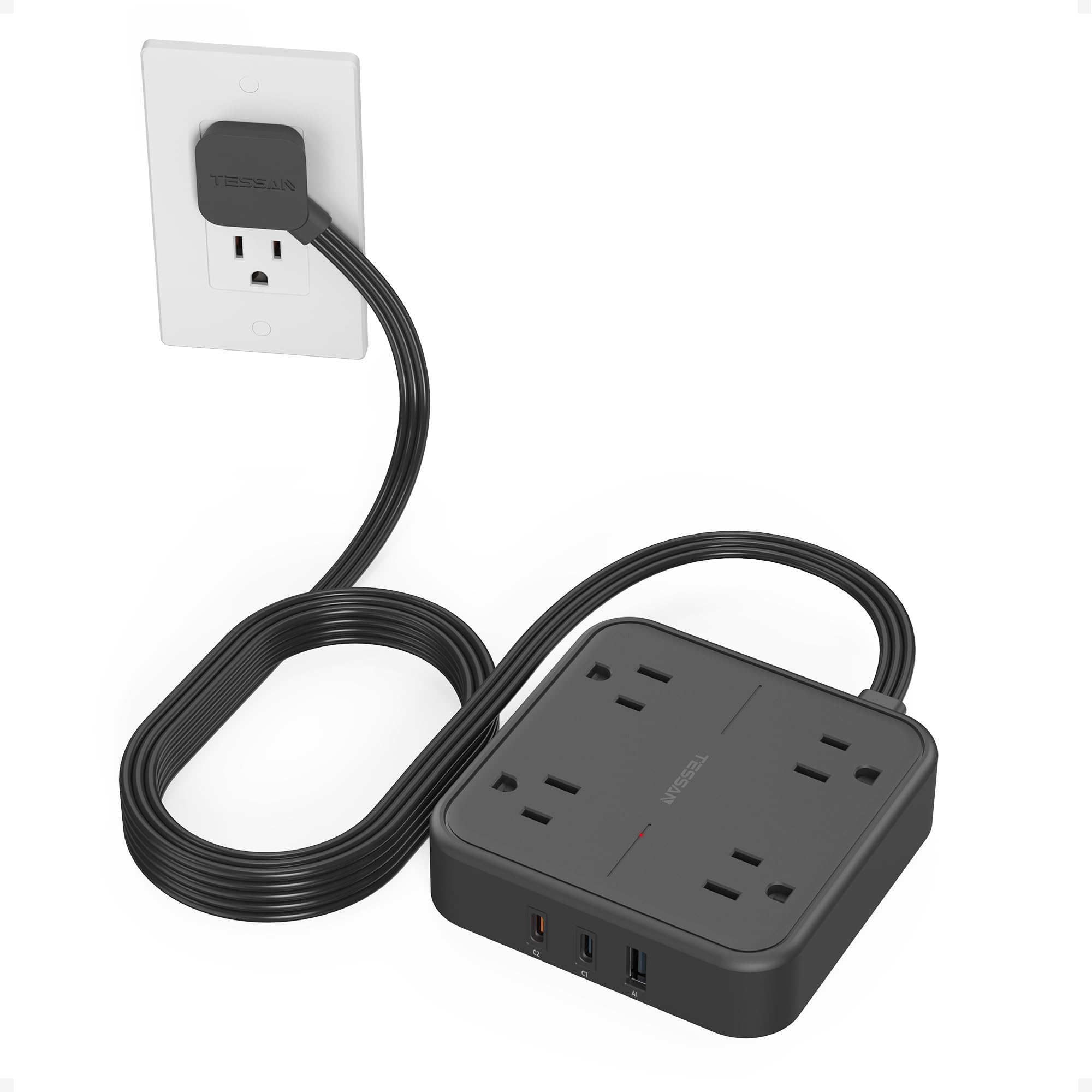 TESSAN Surge Protector Flat Extension Cord 5 Ft, Ring Plug Power Strip — Amazon image 10
