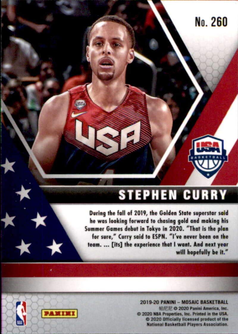 Amazon.com: 2019-20 Panini Mosaic #260 Stephen Curry USA