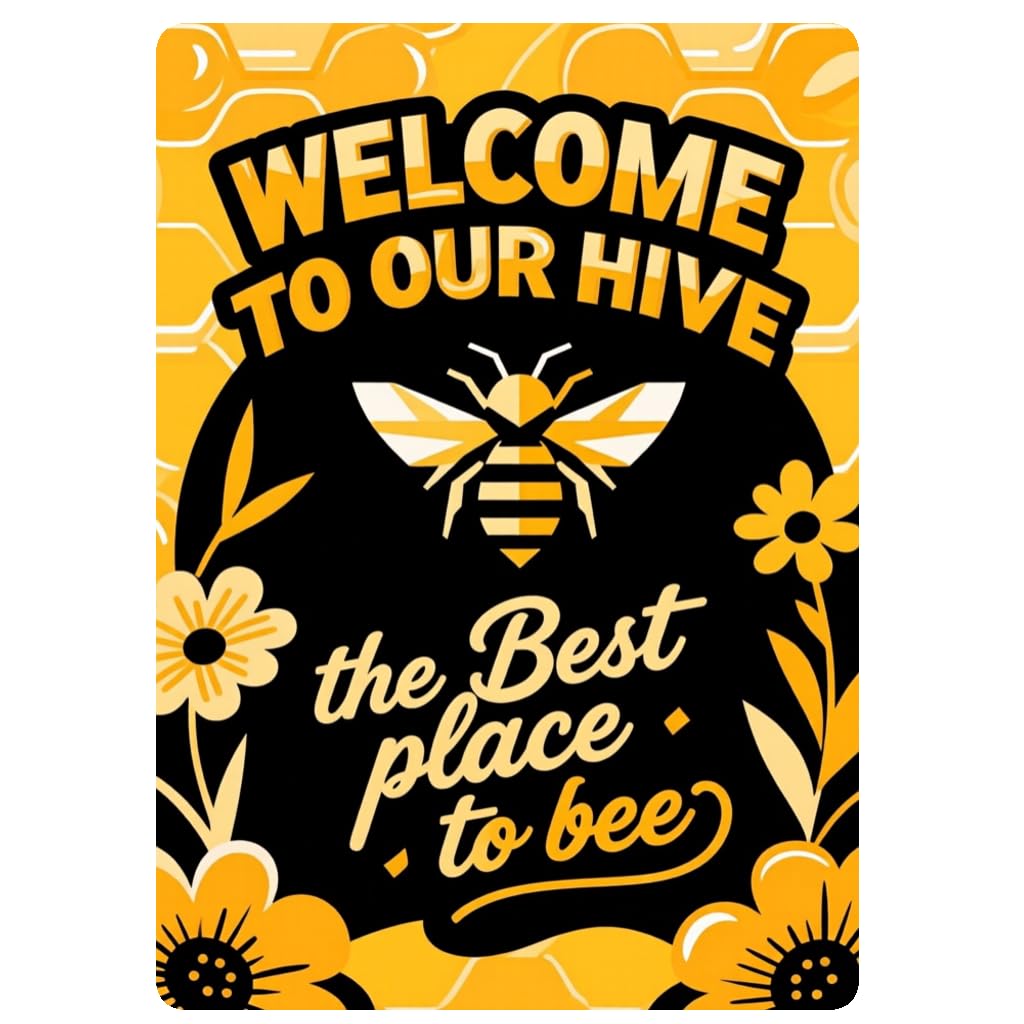Bee-Themed Welcome Vintage Tin Sign, 8x12 Inch Decor