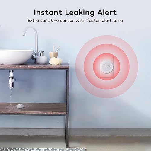 Miniatura 7 de Winees - Detector de agua WiFi, paquete de 3 sensores de agua con notificación por correo electrónico y SMS de alerta de fugas, alarma ajustable