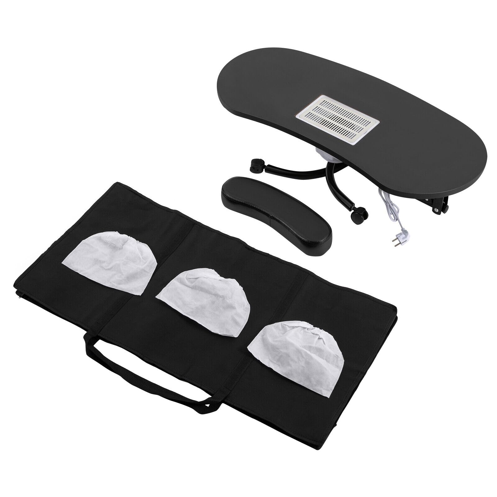 Set di manicure per unghie, tavolo per manicure con aspirazione, tavolo per manicure portatile, tavolo per manicure, tavolo pieghevole con aspirazione della polvere, per unghie, ruote e poggiapolsi