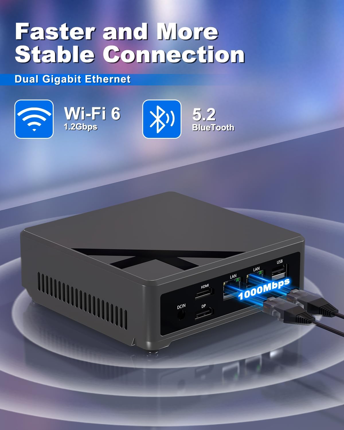 Mini PC, KN10 Small Computer with 16GB DDR4 RAM, 512GB PCIe 3.0 SSD, 4C/4T up to 3.4GHz, Triple Display, Dual Gigabit Ethernet, Home Theater, Streaming, and Business Use