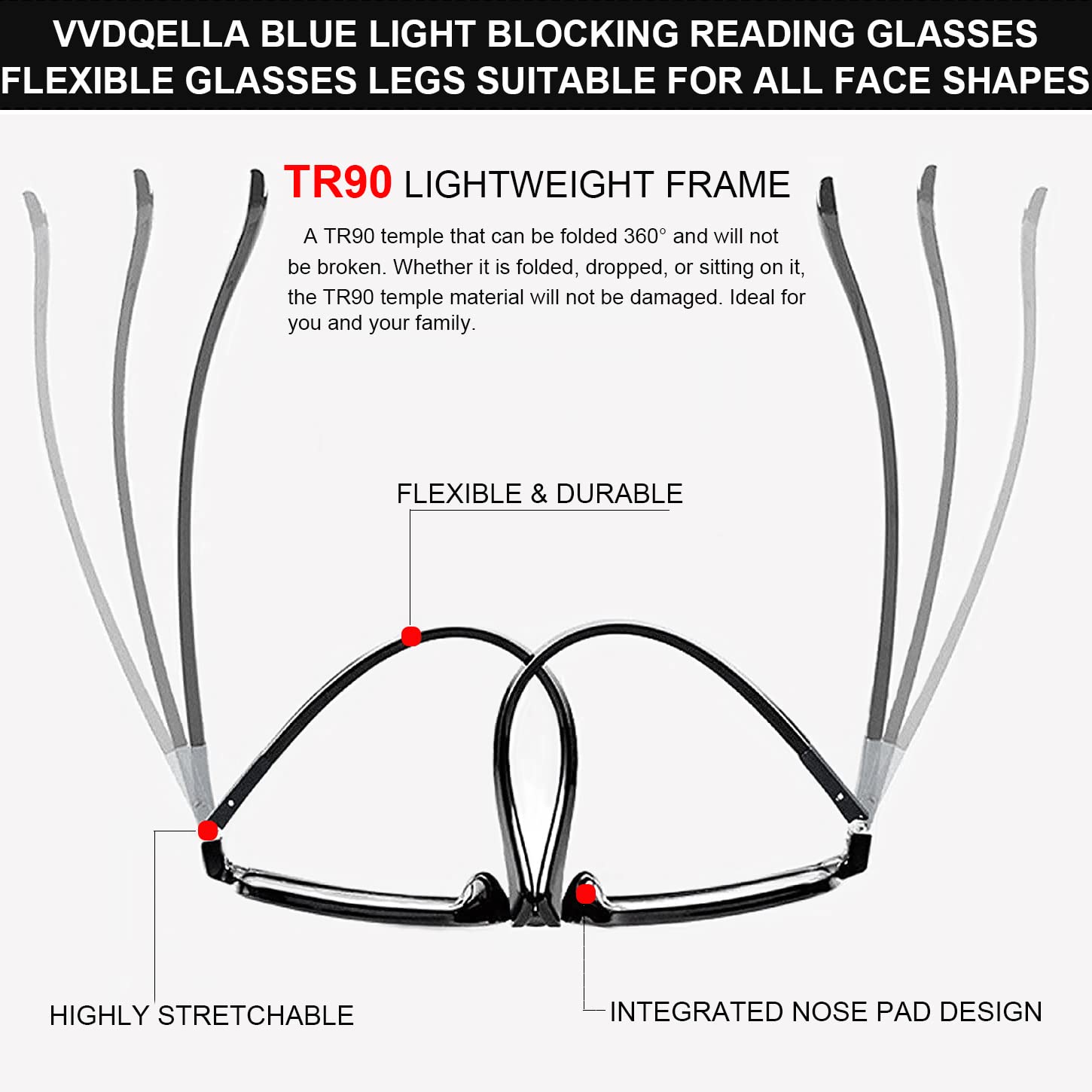 VVDQELLA Occhiali da lettura 0.0-3.5 Ultra Light & Solid in TR90 anti UV anti blu Unisex Glasses per PC, Tablet, Gaming