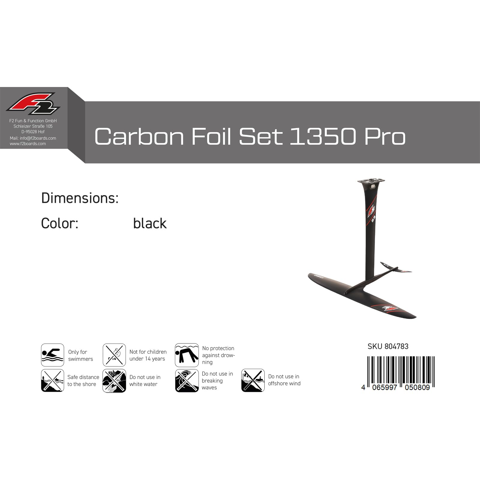 F2 Foil Carbon Foil Set 1350 Pro Schwarz 2025/26