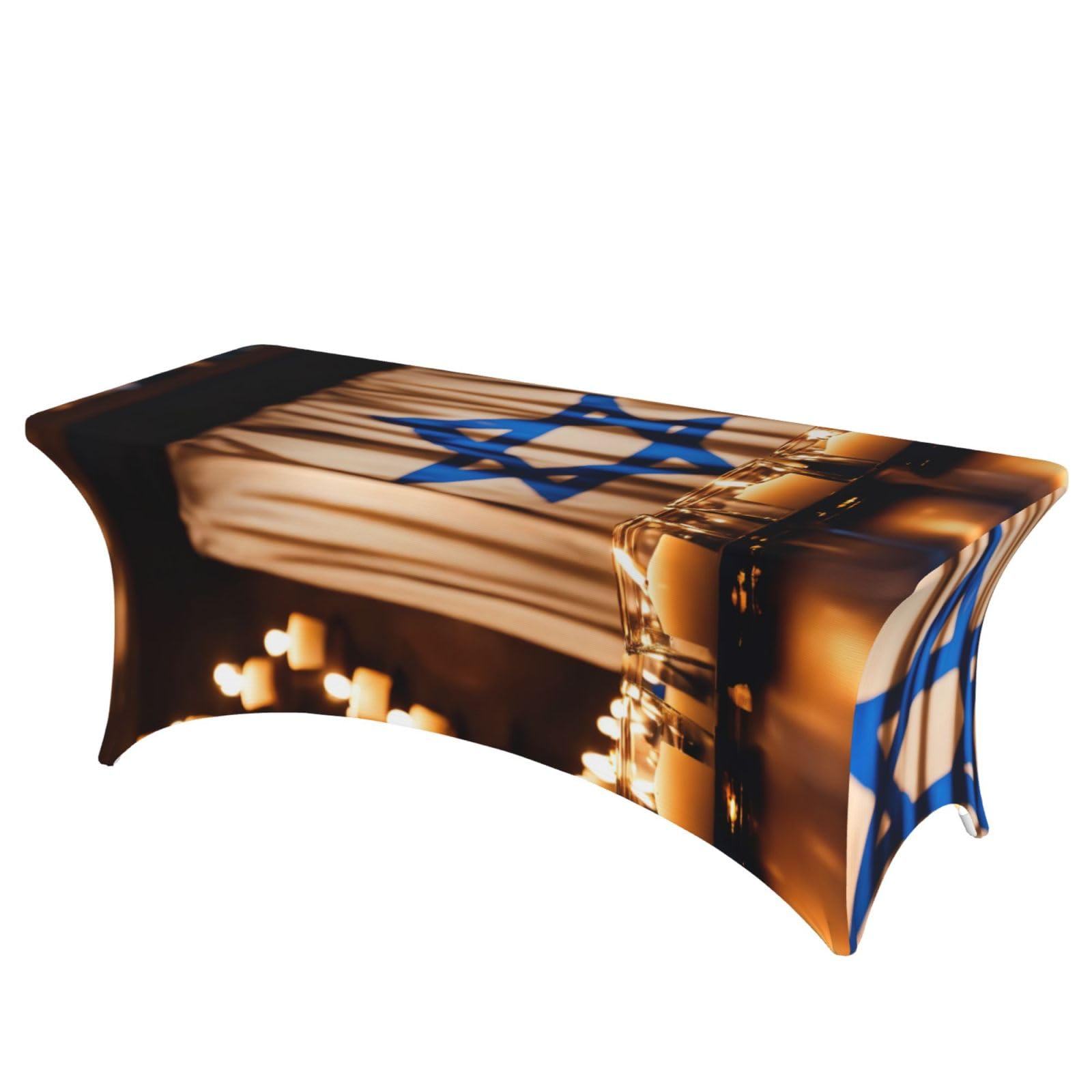 AYYQWE Israeli Flag Print Elastic Rectangular Tablecloth For Banquet Outdoor Picnics Office Table Cover