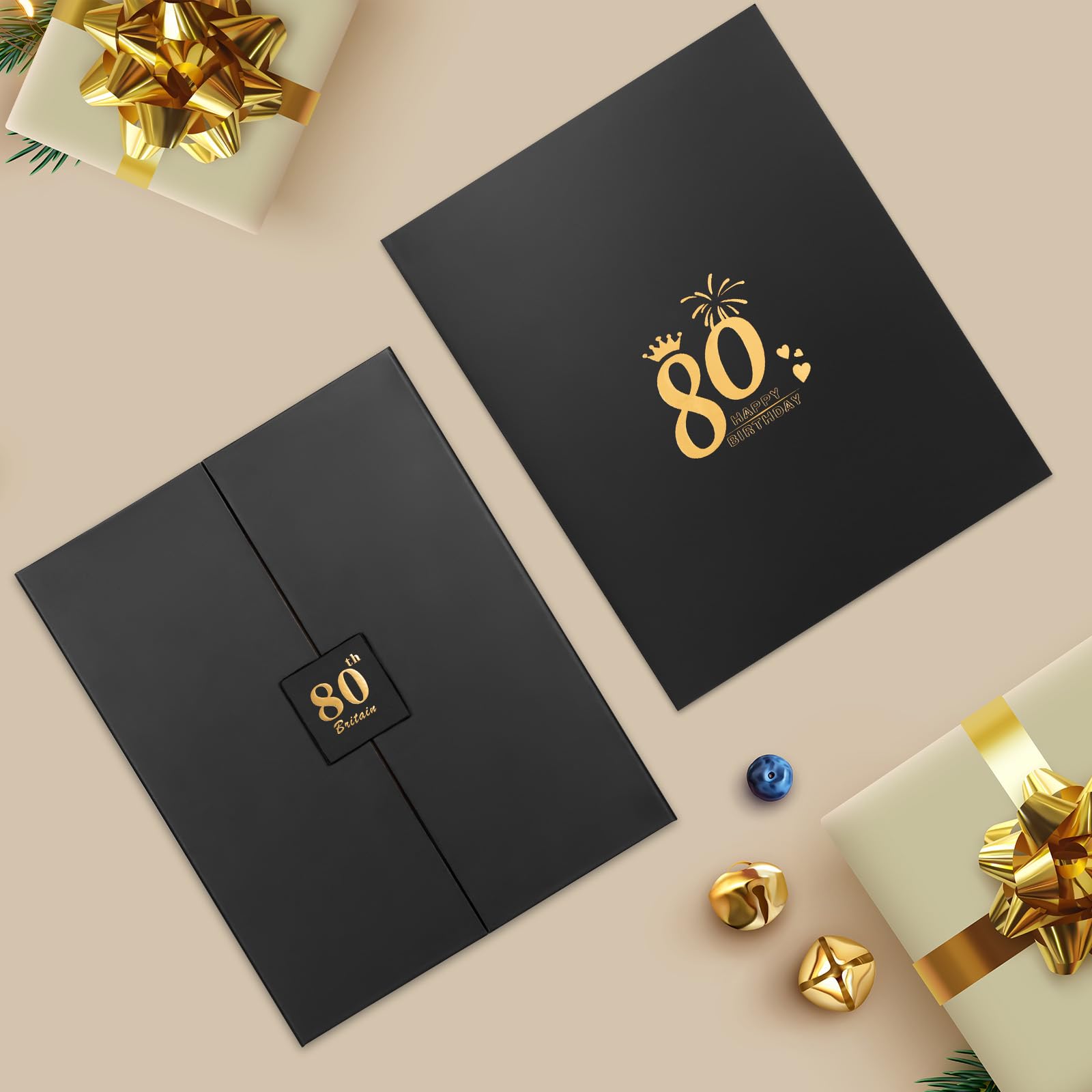 Born in 1946 UK 80th Birthday Gift Set with 3 Vintage Posters – Tri-Fold Birth Year Timeline, Dual-Fold Childhood Memories & Bonus Blank Greeting Card for Personal Messages, Retro Party Decorations — view 5