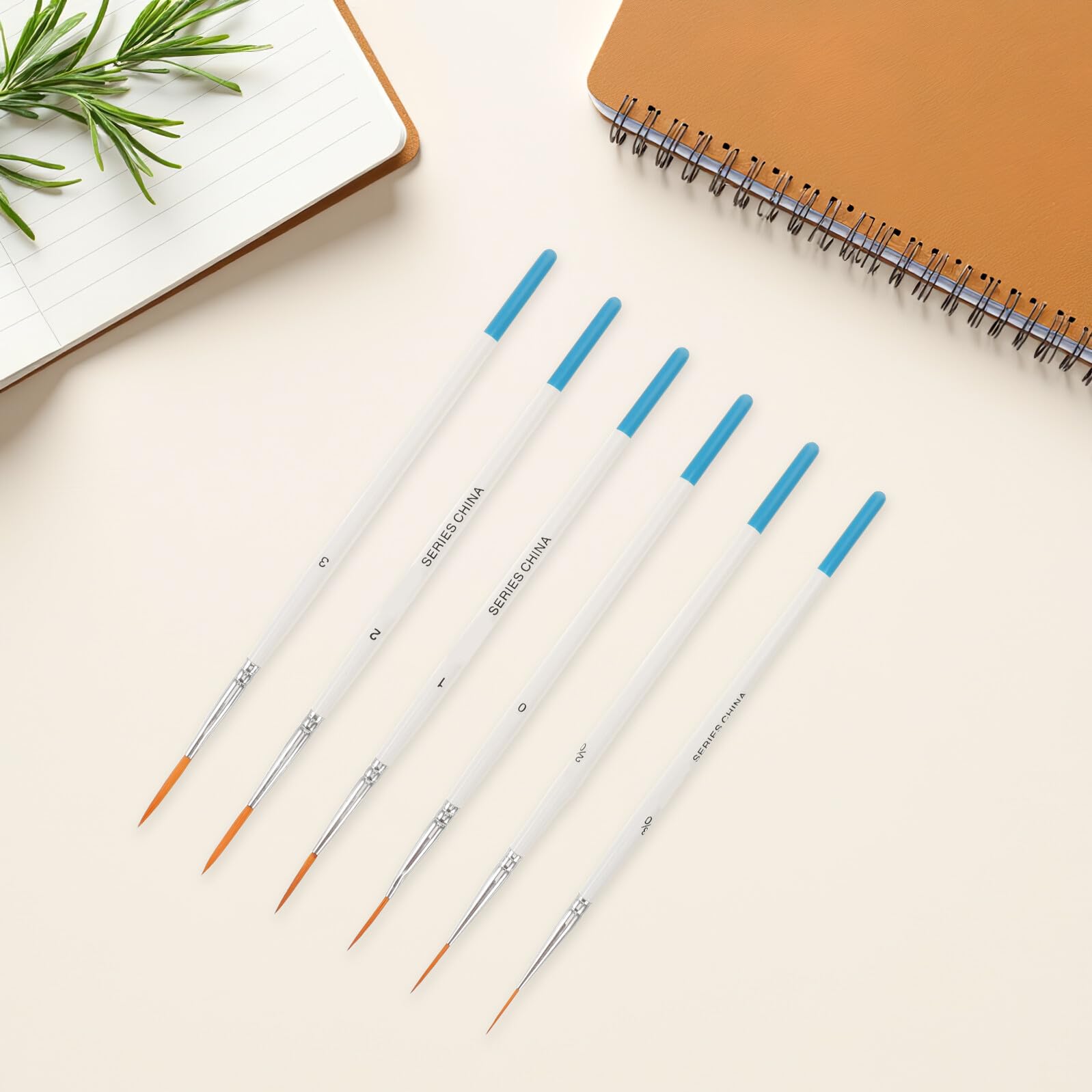 Lot de 6 set de Pinceaux en Nylon à Pointe Ultra Fine pour Aquarelle et Peinture à L'Huile Mini Pinceaux de Précision Bleus pour Traits Fins Détails de Bande Dessinée et
