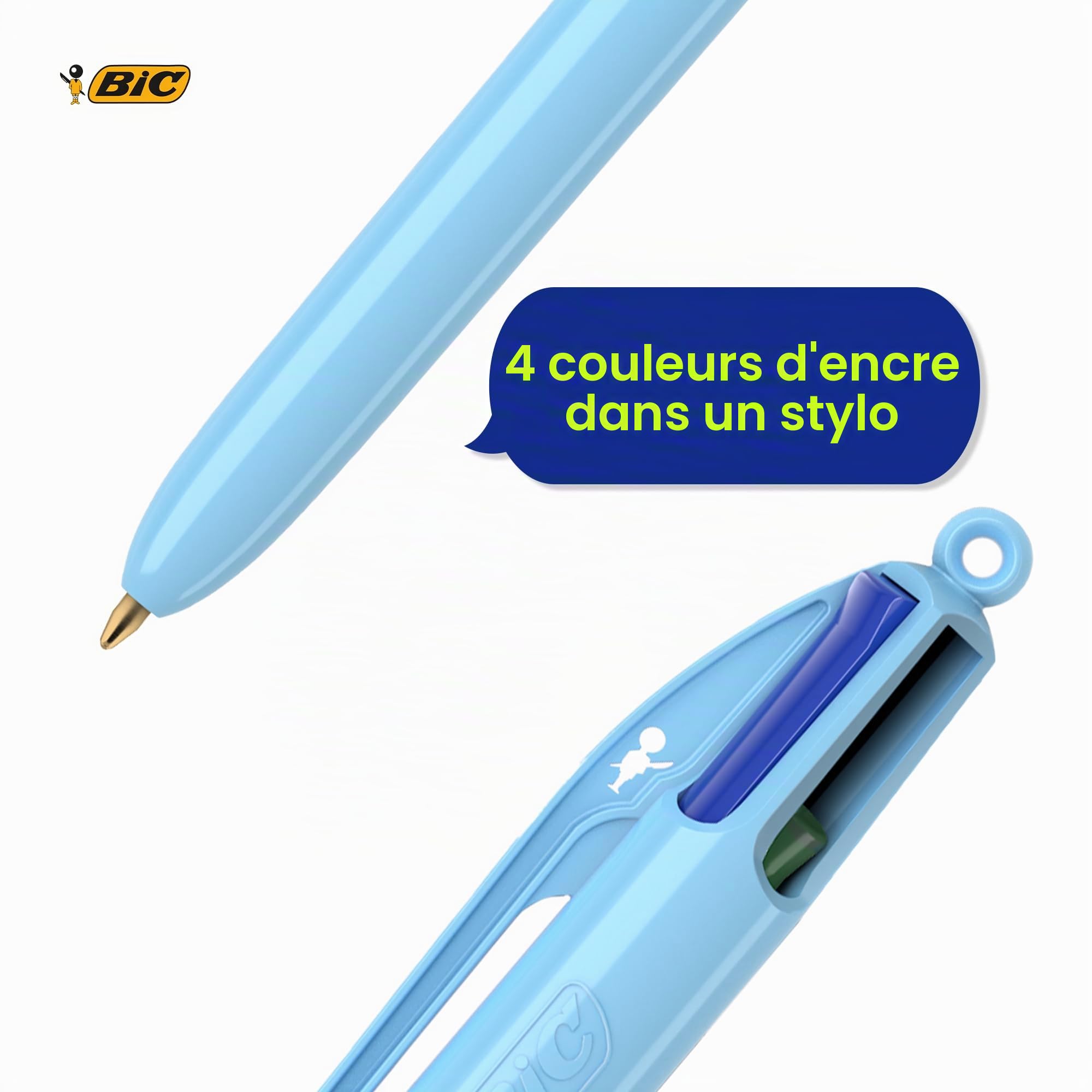 BIC Lot de 3 stylos pastel 4 couleurs rétractables avec quatre encres vives assorties pour l'école, le bureau et le codage couleur