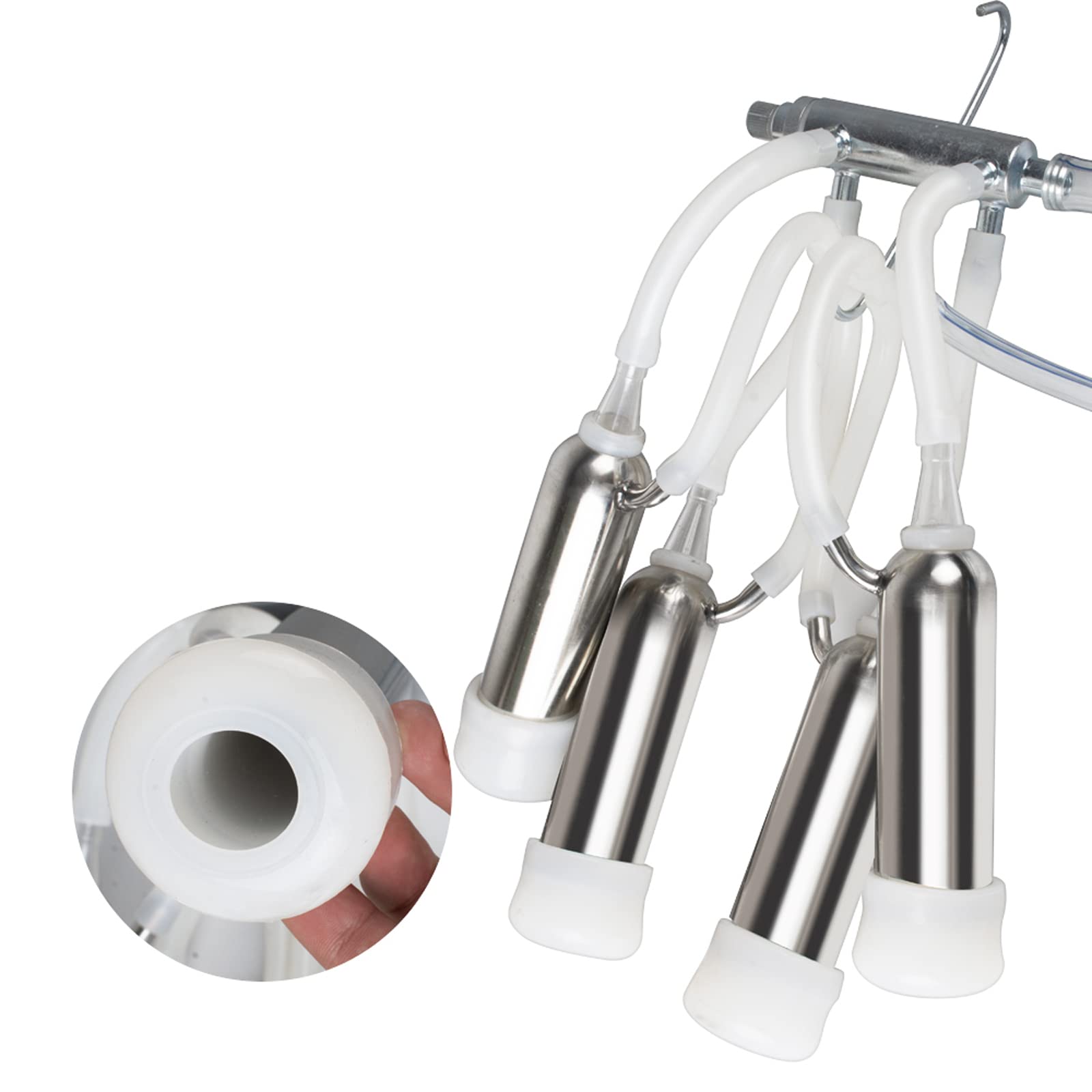 TECHTONGDA Milking Cluster Stainless Steel Cow Milking Cluster Milk Cup Set Replacement Milk Claw Cluster for Electric Milking Machine