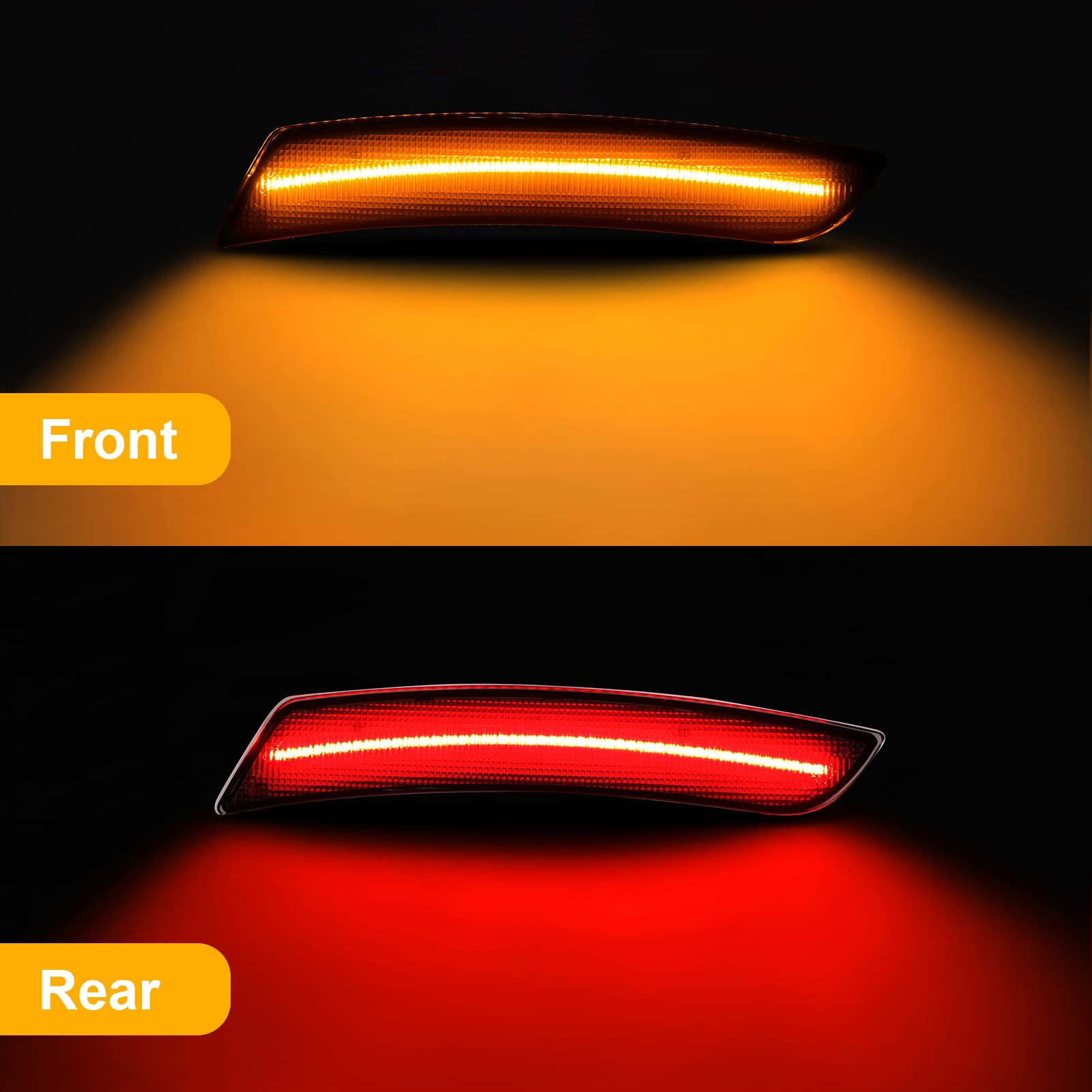 R&F Auto Smoked Lens 4PCS LED Amber Red Side Marker Lights Compatible with Camaro 2016-2023, Replacement for C'adillac CTS/ATS (2015-2022) Front Rear LED Sidemarkers Lamps