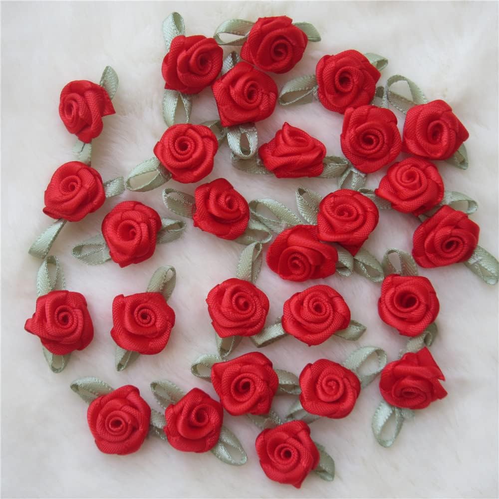Amazon.com: 200PCS/Lot Mini Ribbon Bows Roses Flower Satin Rosettes ...