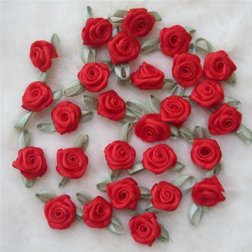 200 unidslote mini lazos de cinta rosas flor raso rosetas tela artificial adorno apliques costura artesanía bricolaje hecho a mano decoración de