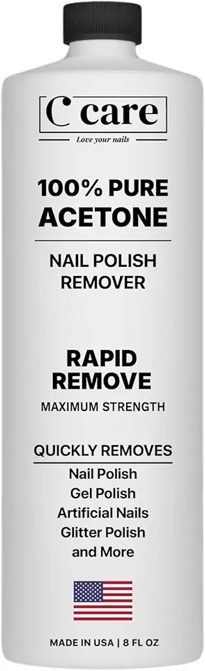 100% Pure Acetone Nail Polish Remover | Professional Quality | Easy To Use | Rapidly Removes Natural, Gel, Acrylic, and Glitter Nails | 8 Fl oz