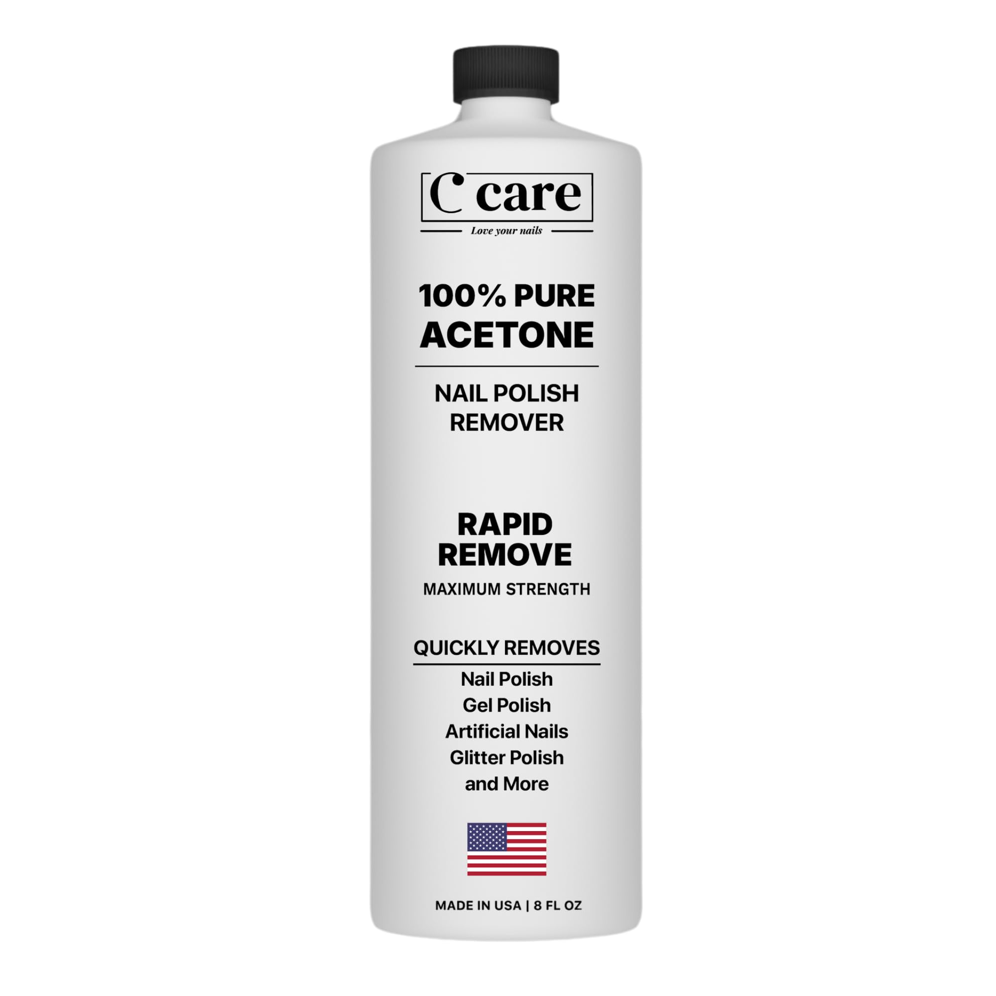 100% Pure Acetone Nail Polish Remover | Professional Quality | Easy To Use | Rapidly Removes Natural, Gel, Acrylic, shellac, and Glitter Nails | 8 Fl oz