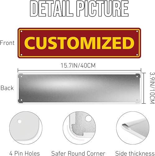 Miniatura 3 de Letreros decorativos personalizados de metal para exteriores de 16 x 4 pulgadas, a prueba de óxido, jardín, seguridad, calle, estacionamiento, etc