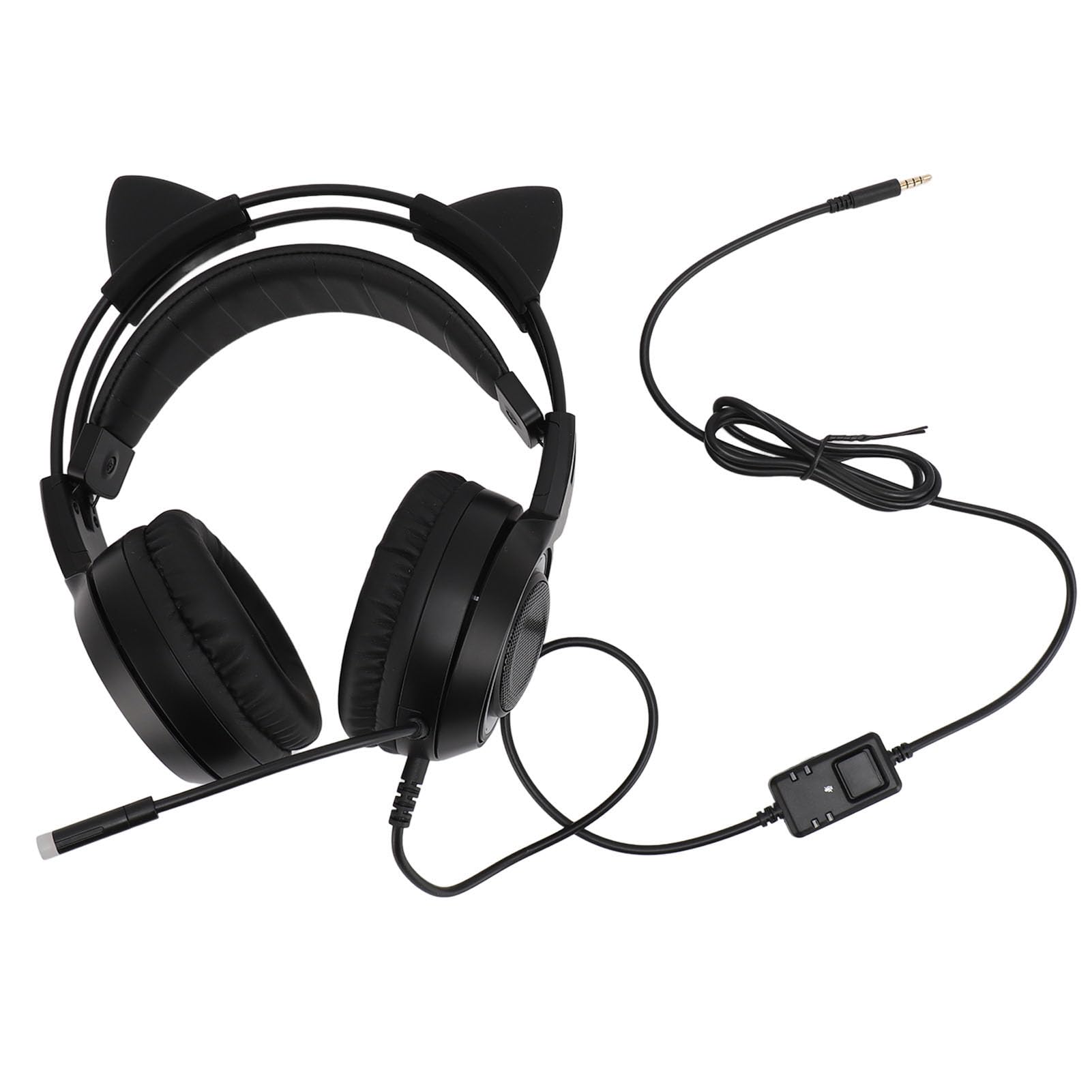 BONKZEBU Auriculares Estéreo con Reducción de Ruido para Juegos, Bonitos Auriculares Supraaurales con Micrófono, Altavoces Premium de 40 Mm para Teléfono PC, Diadema Ajustable para Niños (Negro)