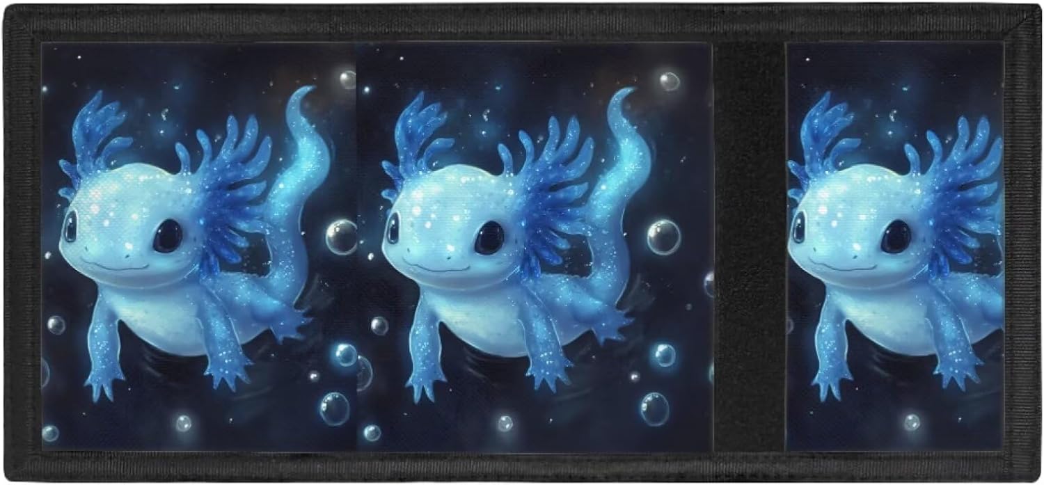 Coldinair Blue Axolotl Kids Wallets for Boys Ages 4-18 Trifold,Novelty Brifold Coin Purse Wallet RFID Blocking Wallet with Card Holders - Image 4