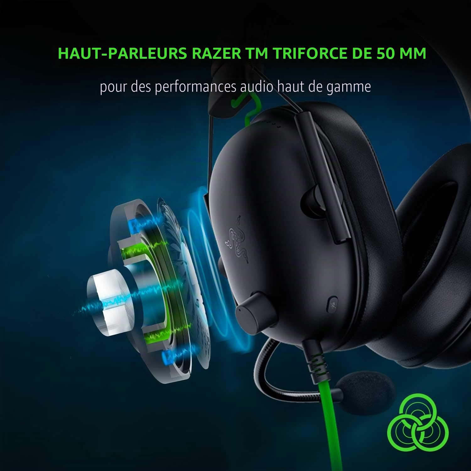 Razer Casque de Jeu BlackShark V2 X : Son Surround 7.1 50 mm Pilote Mousse à mémoire de Forme – PC, PS4, PS5, Nintendo Switch, Xbox One, Xbox Series X & S, Mobile – Jack 3,5 mm Noir