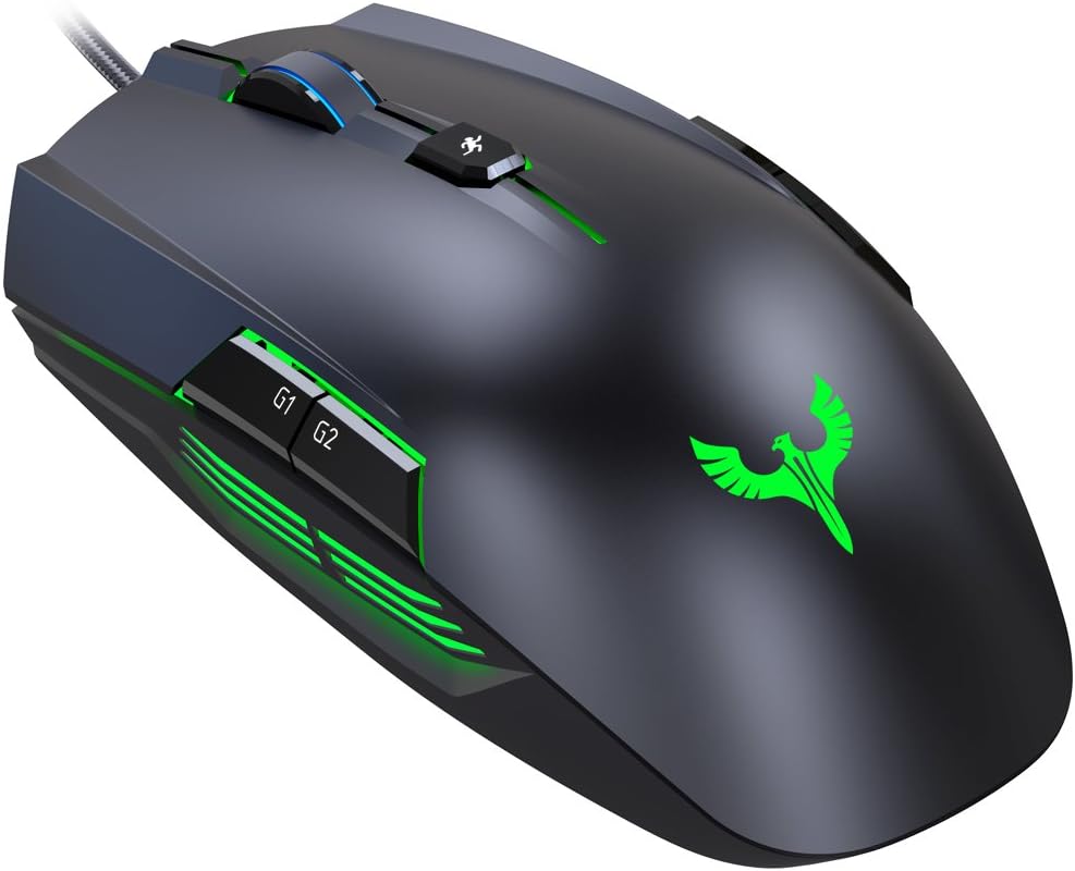 Xceahu Gaming Mouse, Blade Hawks Wired Gaming Mouse PC Computer 4000 DPI Adjustable, 8 Buttons, LED Backlight for Pro Gamer Win 10/8/7/XP Vista Mac OS(X5)