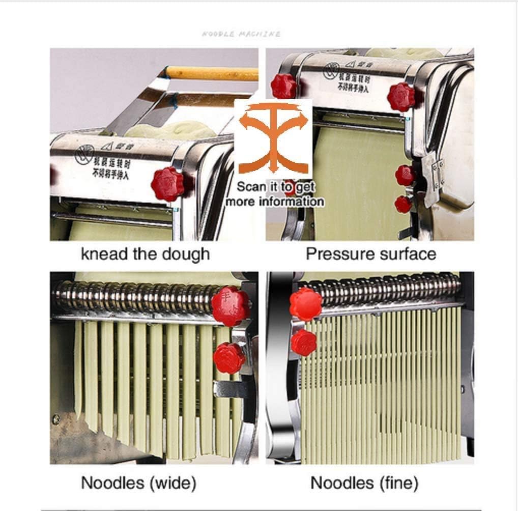 txmachine Electric Pasta makers Stainless Steel Pasta Machine Includes Pasta Roller, Pasta Cutter (110V/60HZ, 7.08'' Dough width round knife)