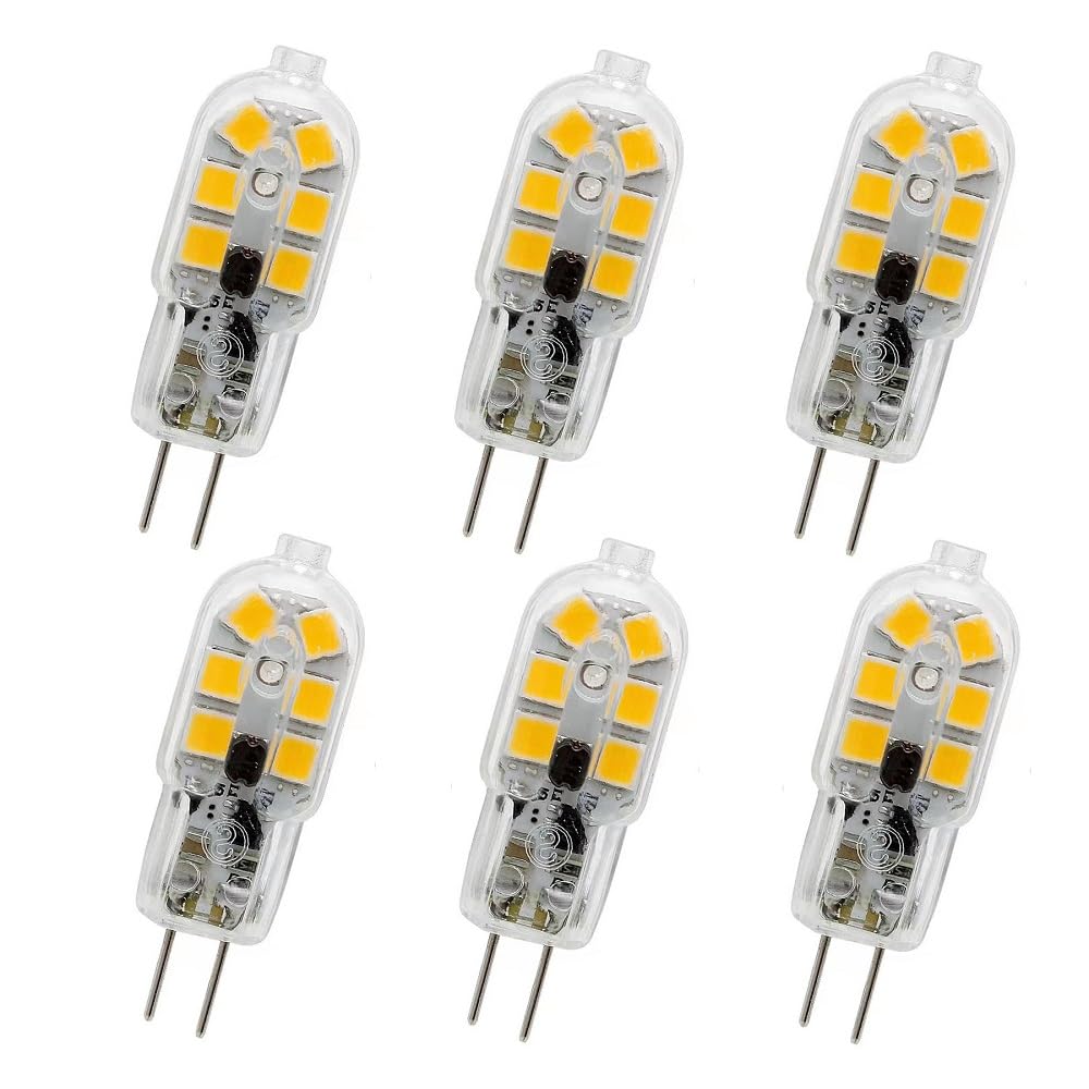 DLEDMOP Led Bulbs Bulb G4 LED Bulbs 220V 2W Equivalent 15W Halogen Lamp 200LM Warm White 3000K G4 Bulb Flicker-Free Non-Dimmable for Home Lighting,Cold White,Transparent Shell - 6PCS