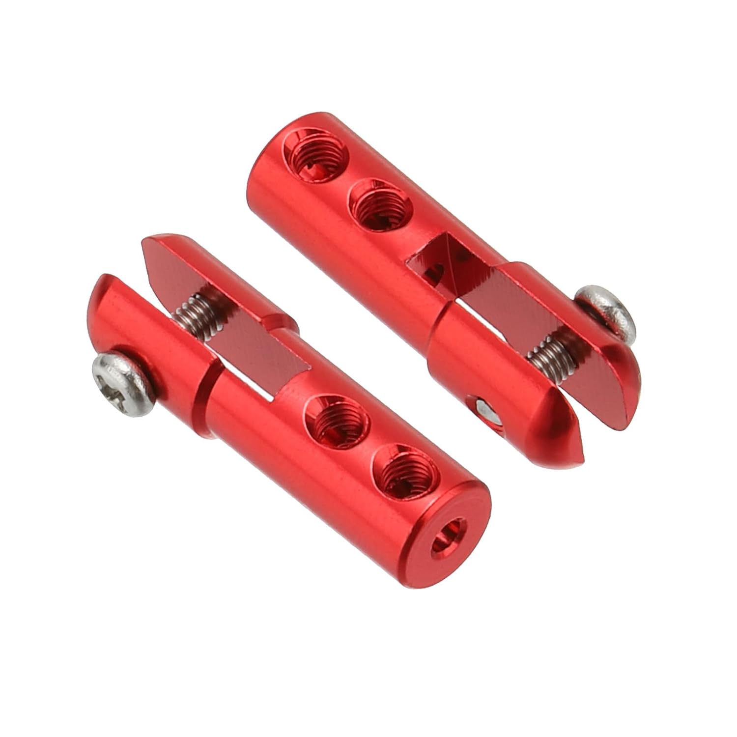 MECCANIXITY 2Pcs Metal Clevis M2 Thread Aluminum Alloy Clevis Servo Horn Tie Rod Chuck Connector with Screws for RC Airplane Car Helicopter Model Replacements,Red