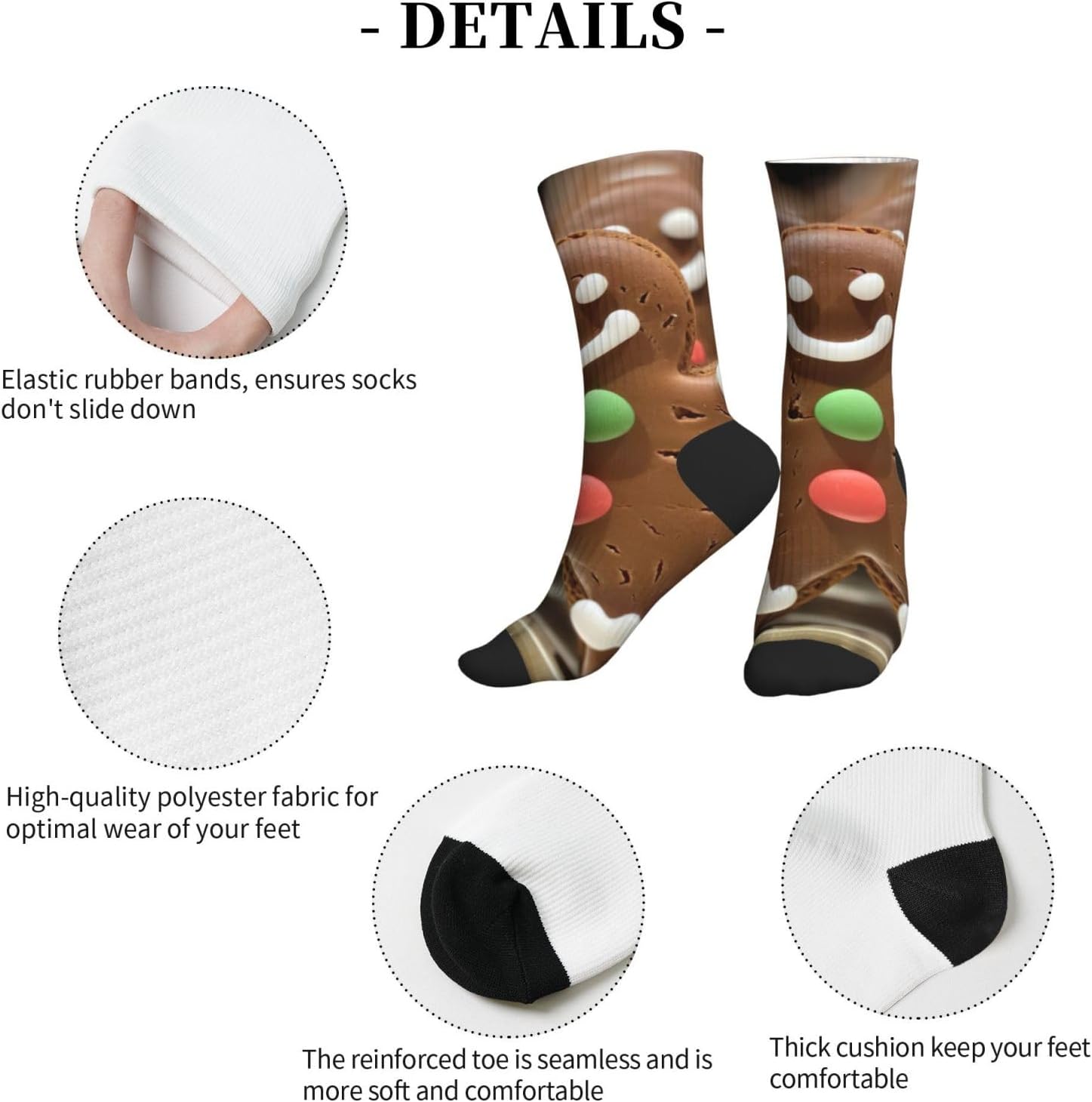 Gingerbread Man Candy Print Adult Mid-Calf Socks Casual Athletic for men and women breathable comfortable socks