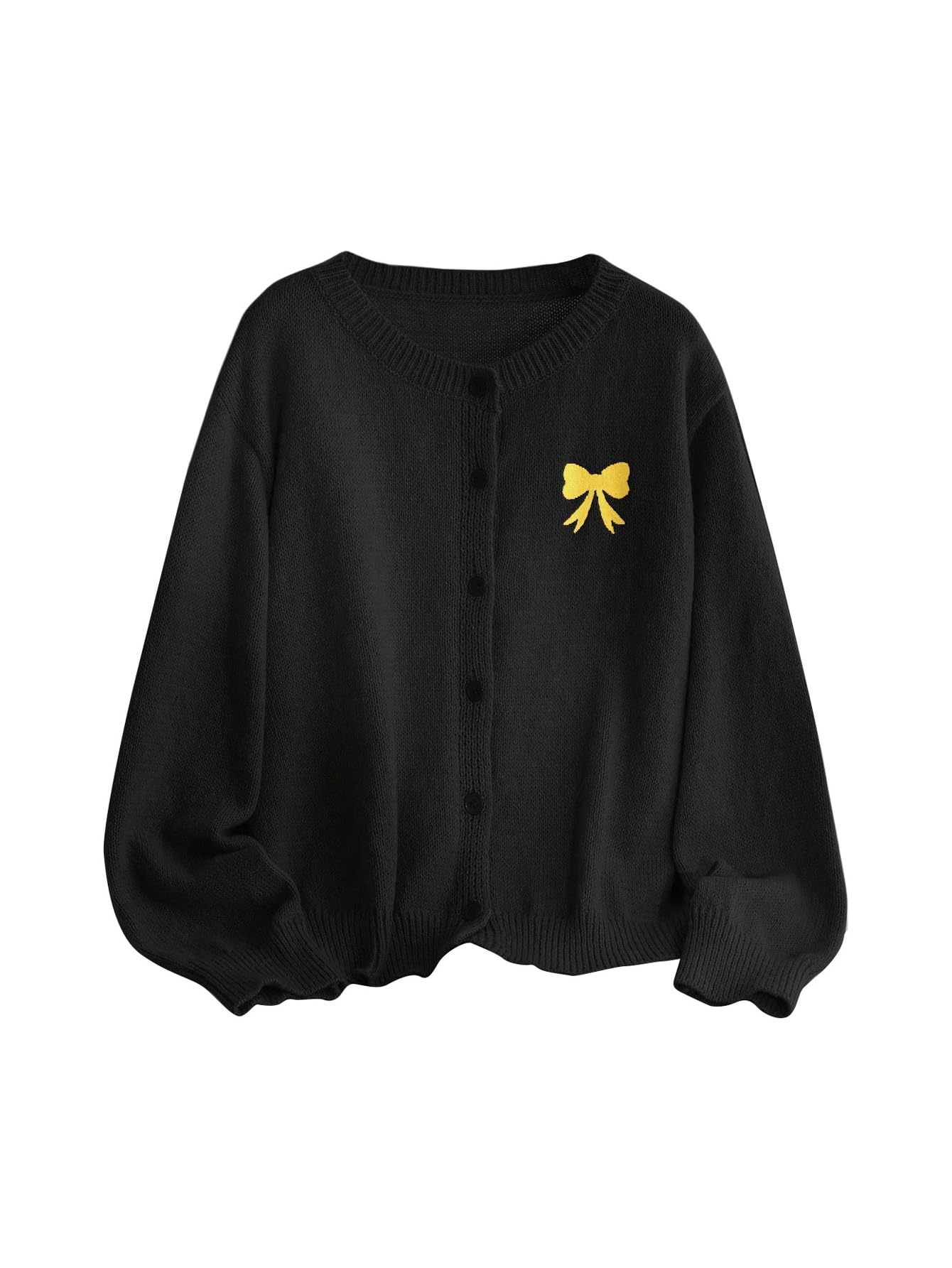 Verdusa Womens Plus Size Embroidery Bow Button Up Cardigan Sweater Cozy Fall Outfits